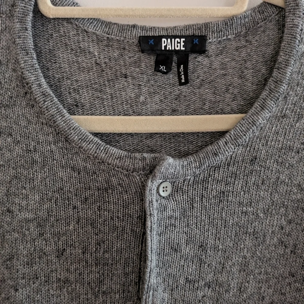 Paige Men's XL Long Sleeve Fielder Henley Sweater Heather Grey